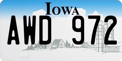 IA license plate AWD972