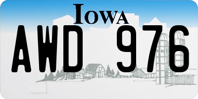 IA license plate AWD976