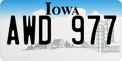 IA license plate AWD977