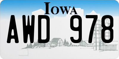 IA license plate AWD978