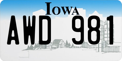 IA license plate AWD981