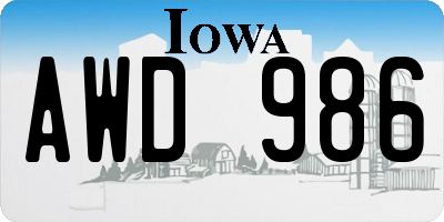IA license plate AWD986