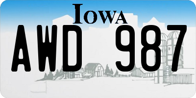 IA license plate AWD987