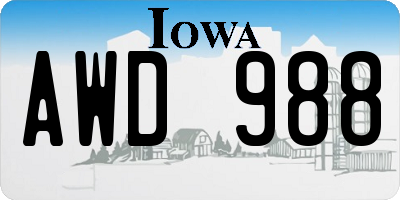 IA license plate AWD988