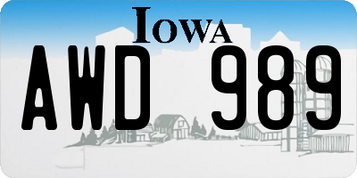 IA license plate AWD989