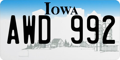 IA license plate AWD992