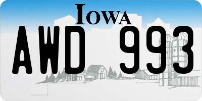 IA license plate AWD993