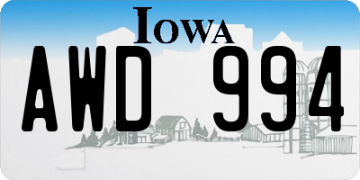 IA license plate AWD994