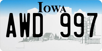 IA license plate AWD997