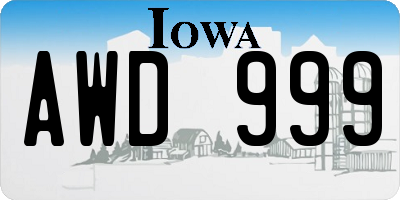 IA license plate AWD999