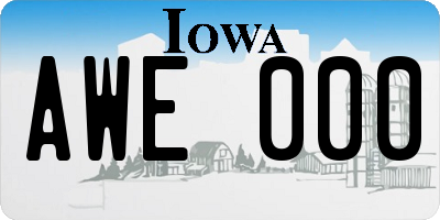 IA license plate AWE000