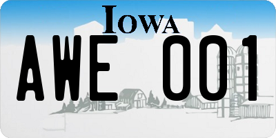 IA license plate AWE001