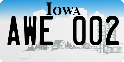 IA license plate AWE002