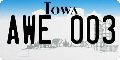 IA license plate AWE003