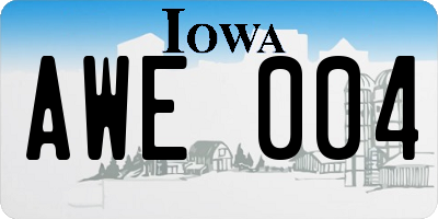 IA license plate AWE004