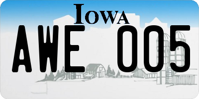 IA license plate AWE005