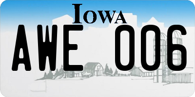 IA license plate AWE006