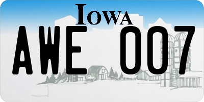 IA license plate AWE007