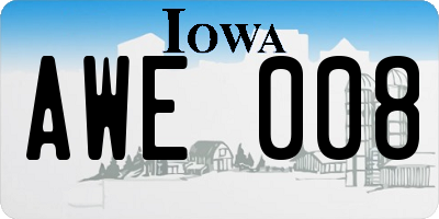 IA license plate AWE008