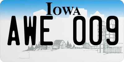 IA license plate AWE009