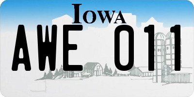 IA license plate AWE011