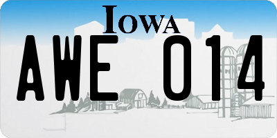 IA license plate AWE014