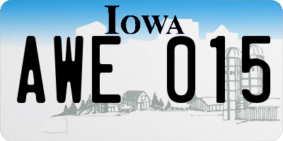 IA license plate AWE015