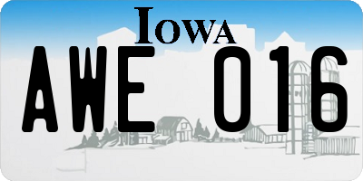 IA license plate AWE016