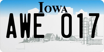 IA license plate AWE017