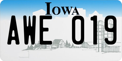 IA license plate AWE019