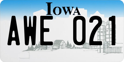 IA license plate AWE021