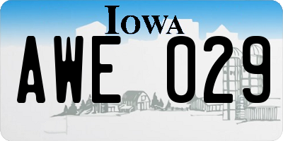 IA license plate AWE029