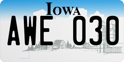 IA license plate AWE030