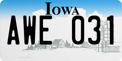 IA license plate AWE031