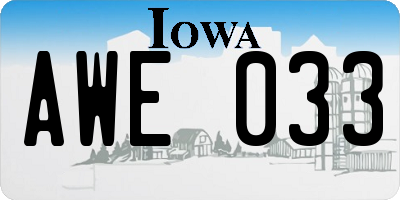 IA license plate AWE033