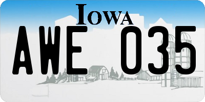 IA license plate AWE035