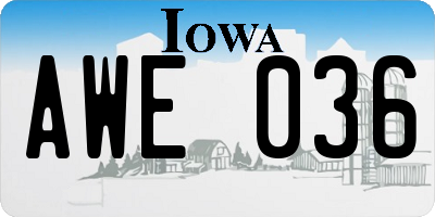 IA license plate AWE036