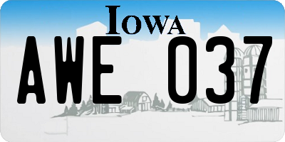 IA license plate AWE037