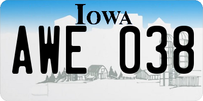 IA license plate AWE038