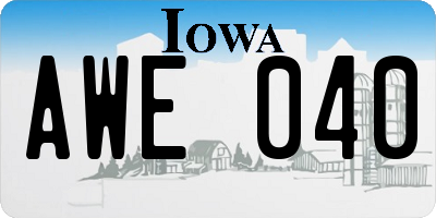 IA license plate AWE040