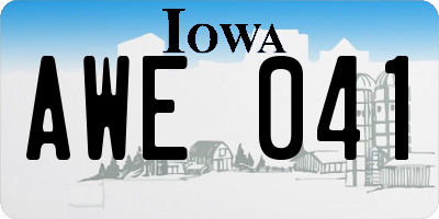 IA license plate AWE041