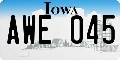 IA license plate AWE045