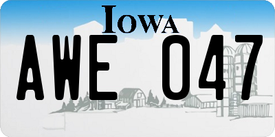 IA license plate AWE047