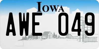 IA license plate AWE049