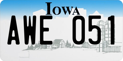 IA license plate AWE051