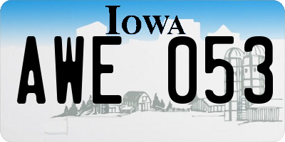 IA license plate AWE053