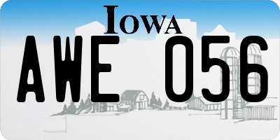 IA license plate AWE056