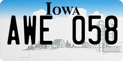 IA license plate AWE058