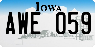 IA license plate AWE059