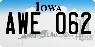 IA license plate AWE062